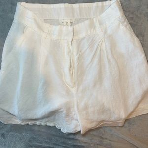 White linen shorts